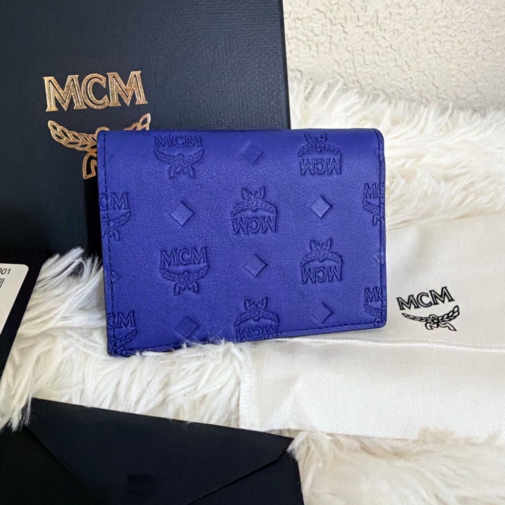 MCM Vibrant Blue Card Holder Bills Wallet - Picture 5 of 13